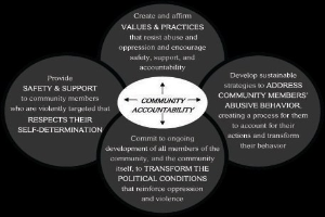 Ein Diagramm mit der Bezeichnung "Gemeinschaftsverantwortung" und drei miteinander verbundenen Kreisen.