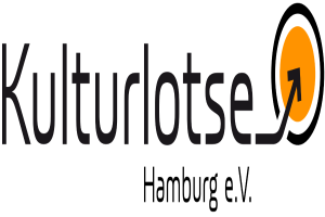 Das Logo für Kulturlotse Hamburg e.V., geschrieben in schwarz und orange auf einem weißen Hintergrund.