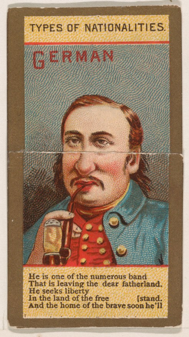 Plakat eines Mannes in militärischer Uniform mit einem Glas Bier in der Hand und der Aufschrift "Deutscher".