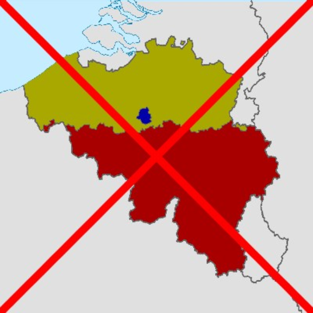 Karte von Deutschland mit einem roten Kreuz in der Mitte, das ein Verbot anzeigt, auf einer grün, rot und blau schattierten Karte mit einem weißen Hintergrund.