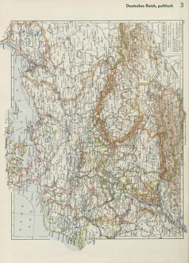 Altes 19. Jahrhundert Landkarte von Deutschland, die politische Teilung zeigt, auf Papier gedruckt mit Text oben und unten.