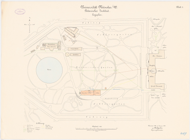 Detailierte Karte von Berlin, Deutschland, mit der Universität Münster in der Mitte, einschließlich Gebäuden, Straßen und Annehmlichkeiten.