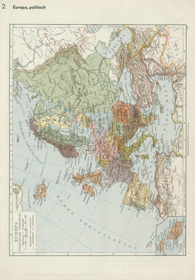 Alte 19. Jahrhundert-Karte von Europa, die politische Grenzen zeigt, auf altem Papier mit Text oben und unten gedruckt.