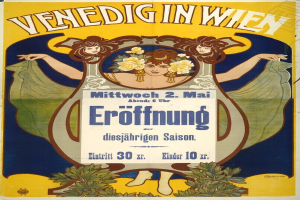 Ein Konzertplakat in Wien, Österreich, das eine Frau mit einem menschlichen Gesicht zeigt, das von Blättern und Blumen umgeben ist, mit Text.