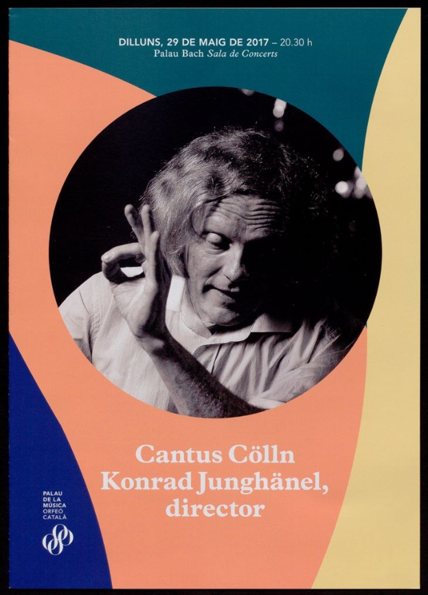 Ein Plakat mit Cantus Collin und Konrad Junghänel, das Text über das Konzert enthält.
