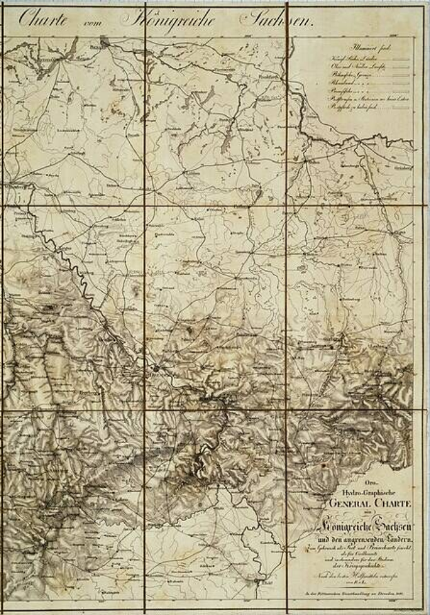 Alte Karte des britischen Empire im 19. Jahrhundert, die das Königreich Sachsen-Anhalt zeigt, auf Papier mit Text gedruckt.