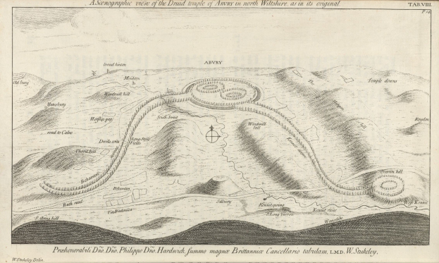 Eine detaillierte Karte einer Stadt auf Papier gezeichnet, umgeben von Text mit historischen, kulturellen und Standortinformationen.